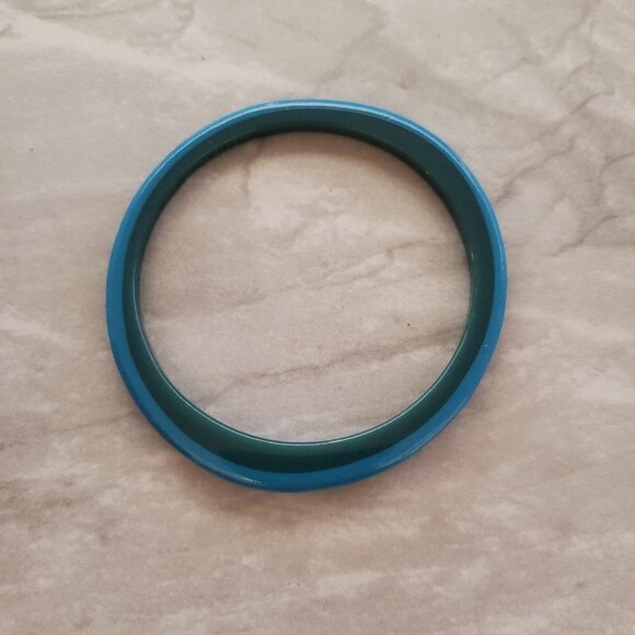 💙 Vitnage 1980s 80s J.Crew Two Tone Blue Retro Mod Bangle Bracelet 💙 - Picture 1 of 4